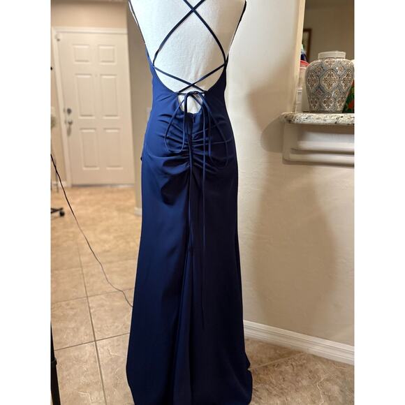 Galina Signature Navy Blue Formal Gown Crisscross back Size 4 NEW MSRP $189 - Picture 6 of 16